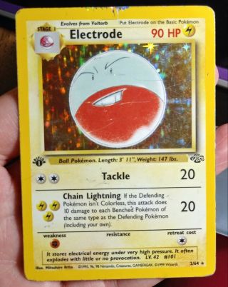 Old Vintage Wotc Pokemon Card 1st Edition Jungle Rare Holo Electrode 2/64 Hp