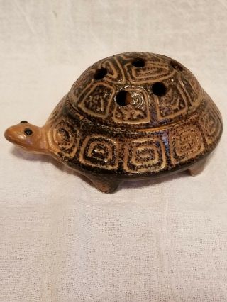 Rare Vintage Mid Century Turtle Pottery Incense Holder