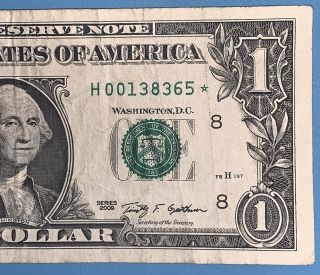 2009 H Series $1 One Dollar Bill Rare Fancy Low 320k Single Run Star Note Cool