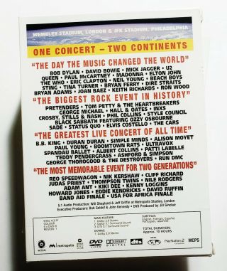 Live Aid (DVD,  2004,  4 - Disc Set) RARE & OOP w/ Insert July 13 1985 Concert 2
