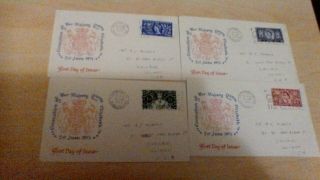 1953 Queen Elizabeth Ii Coronation Rare Set Of 4 First Day Covers