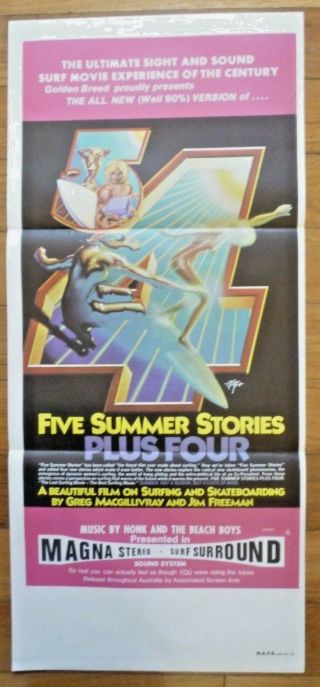 Five Summer Stories Rare 1976 Australian Daybill Surfing Movie Poster