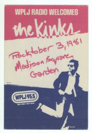 Rare The Kinks 10/3/81 Nyc Wplj Rocktober Commemorative Backstage Pass
