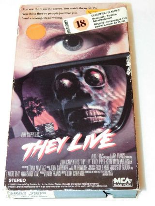 They Live John Carpenter Vhs 1989 Rowdy Roddy Piper Rare Horror Mca Cult Horror