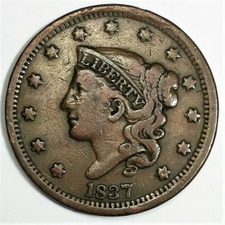 1837 Coronet Head Large Cent Coin Rare Date