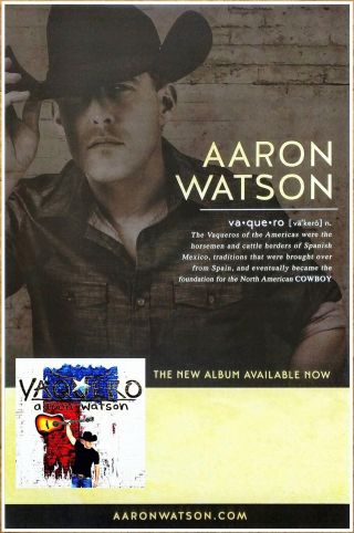 Aaron Watson Vaquero Ltd Ed Rare Tour Poster,  Country Folk Rock Poster