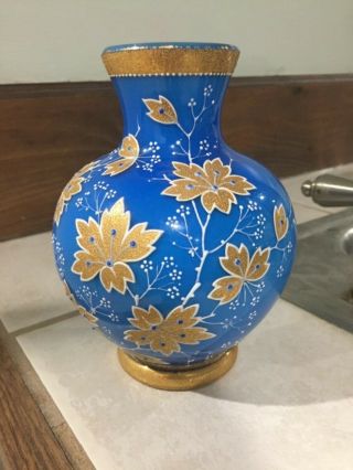 Moser Glass Rare Cased Cobalt Gold Vase