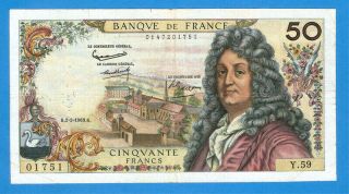 France 50 Francs 1963 Sries 01751 Rare
