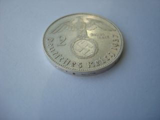 2 Reichsmark 1937 - J German Hitler Silver Coin Third Reich Nazi Swastika Rare