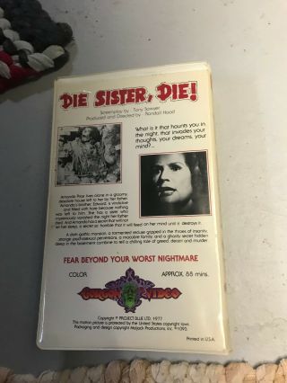 DIE SISTER DIE GORGON VIDEO HORROR SOV SLASHER RARE OOP VHS BIG BOX SLIP 3