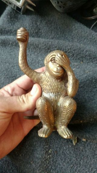 Vintage Brass Monkey Incense Burner See No Evil.  Rare Incense Holder