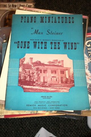 411,  Rare Seldom Seen Gone With The Wind Piano Minatures Sheet Music 1941 1st Ed