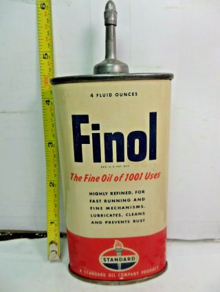 Very Rare Vintage (4oz, ) Finol (standard) Oil Tin Can Handy Oiler