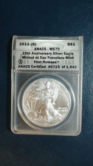 Rare 2011 S American Silver Eagle Anacs Ms70 Perfect $1 Coin Starts At 99 Cents