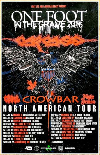 Carcass | Crowbar | Ghoul 2016 Ltd Ed Rare Tour Poster,  Metal Rock Poster
