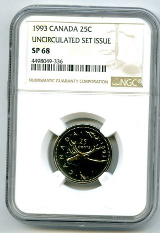 1993 Canada Specimen 25 Cent Ngc Sp68 Quarter Rare Pop Only 4