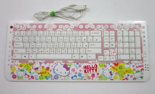 Rare All Over Print Hello Kitty Asian Character Keys Computer Key Board Kb - 909
