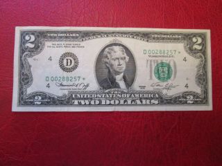 Rare Two Dollar Bill Star Note 1976 Cleveland $2 United States -