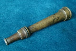 Vintage Solid Brass 6 " Fire Water Hose Nozzle - Fixed Jet / Rare