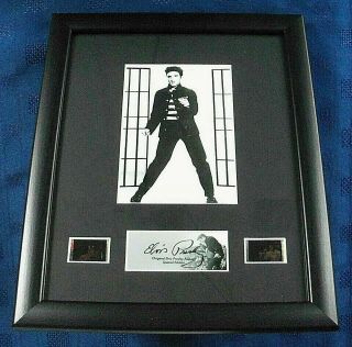 Elvis Presley Jailhouse Rock Framed Black & White Picture With 2 Rare Film Cells