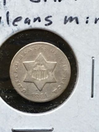 1851 0 Orleans Rare Us 3 Cent Silver Piece
