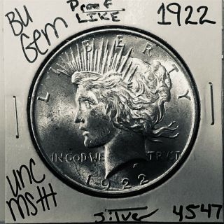 1922 P Bu Gem Peace Silver Dollar Unc Ms,  U.  S.  Rare Coin 4547