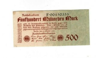 Xxx - Rare Genuine 500 Billion Mark Weimar Inflation Banknote 1923