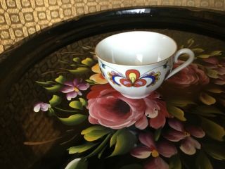 Vintage Rare Porsgrund Farmers Rose China 6 Small Tea Cups Norway