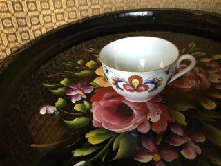 Vintage RARE Porsgrund Farmers Rose China 6 Small Tea Cups NORWAY 2