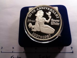 5 Oz Disney Snow White 50th Anniversary 1987 Very Rare 999 Silver Coin Case