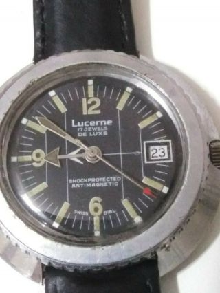 Vintage Reloj Lucerne Submariner,  Big 44.  5 Mm,  Rare Watch,  Circa 1970