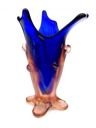 X Rare 1950s Very Large Murano Sommerso Art Glass Freeform Vase Iridescent 2kg 5
