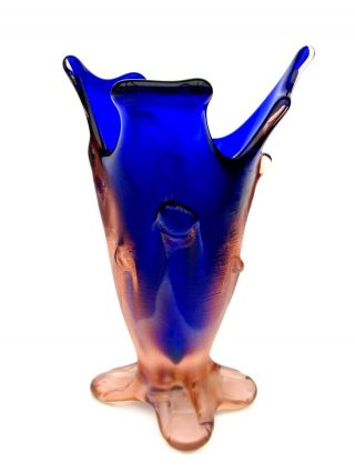 X Rare 1950s Very Large Murano Sommerso Art Glass Freeform Vase Iridescent 2kg 7