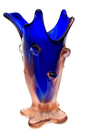 X Rare 1950s Very Large Murano Sommerso Art Glass Freeform Vase Iridescent 2kg 8
