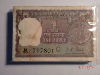 - India Paper Money - Full Pack - Rupee One - Rare - 1970 - I.  G.  Patel - A - 23