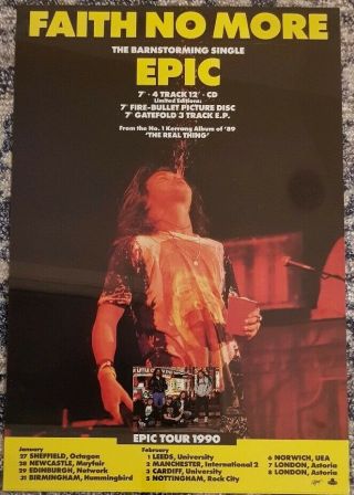 Faith No More - Epic - Album & Tour 1990 Promotional Poster Rare