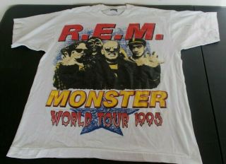 Vintage R.  E.  M.  Monster World Tour 1995 Shirt All Over Print Band Concert Xl Rare