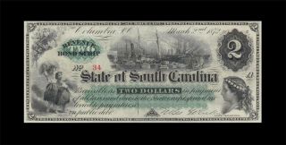 1872 State Of South Carolina $2 " X - Rare " ( (gem Unc))
