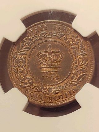 1864 Nova Scotia Half Cent NGC MS 64 BN Wow Rare Rare Rare 4