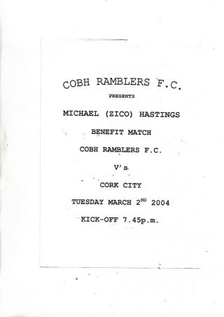 2/3/2004 Very Rare Hastings Benefit Cobh Ramnlers V Cork City