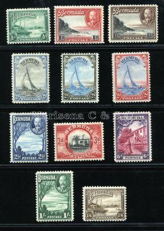 Bermuda 1936/40 Sg 98 - 06,  112/112a_sc 105 - 14 Og Mlh Rare Complete Set 11 Stamp