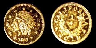 Rare 1861 California Gold 1/4 Indian Head Fractional Pioneer Souvenir Token Coin