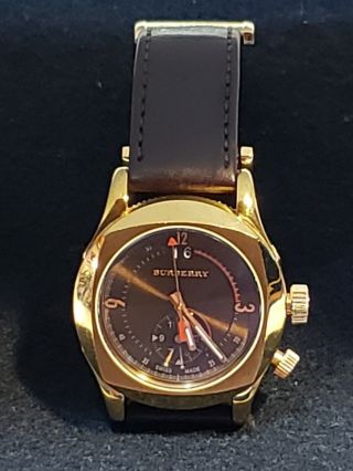 Burberry Mens Swiss Made Watch Gold Tone Rare Bu7632