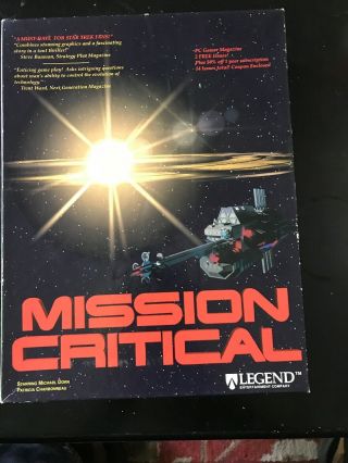 Rare Vintage Mission Critical Big Box Dos Pc Cd Rom Video Game