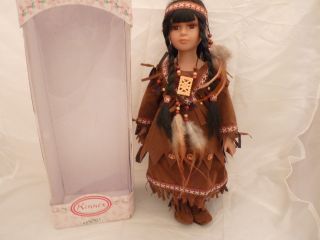 Rare 2003 Kinnex American Indian 16 " Porcelain Doll Kb16793 - 1
