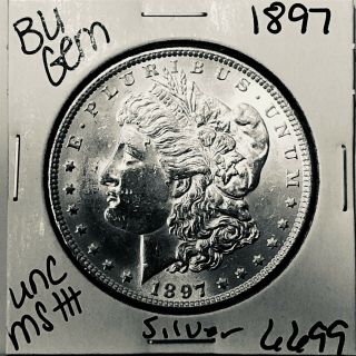 1897 Bu Gem Morgan Silver Dollar Unc Ms,  U.  S.  Rare Coin 6699