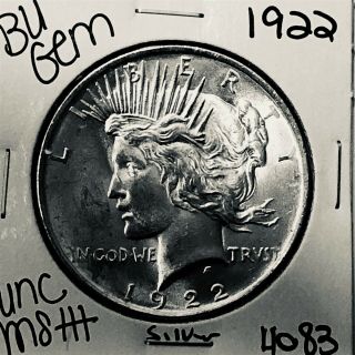 1922 P Bu Gem Peace Silver Dollar Unc Ms,  U.  S.  Rare Coin 4083