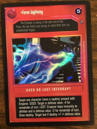 Star Wars Ccg Reflections 2 Ii Force Lightning Rare Foil Card