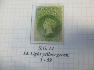 South Australia Stamps: 1d Green Variety Rare (f297)