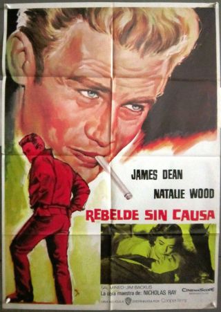 Yn24 Rebel Without A Cause James Dean Natalie Wood Rare 1sh Spanish Poster